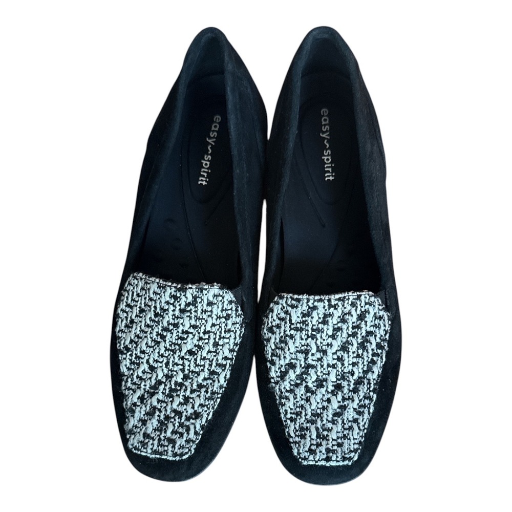Easy Spirit Sedevitt17 Black Suede Woven Textile Loafers Flats Womens 7